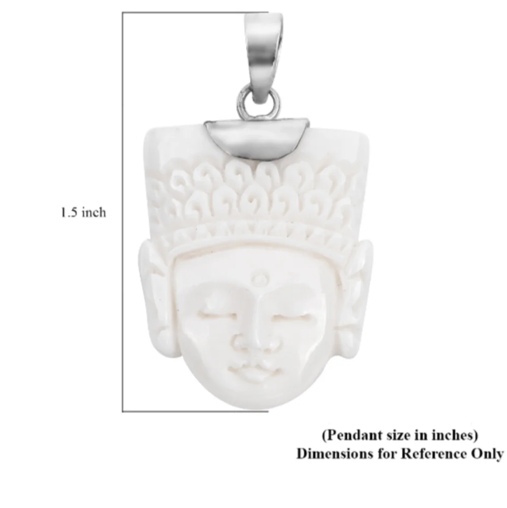 BALI GODDESS CARVED BONE BUDDHA PENDANT - Picture 3 of 4